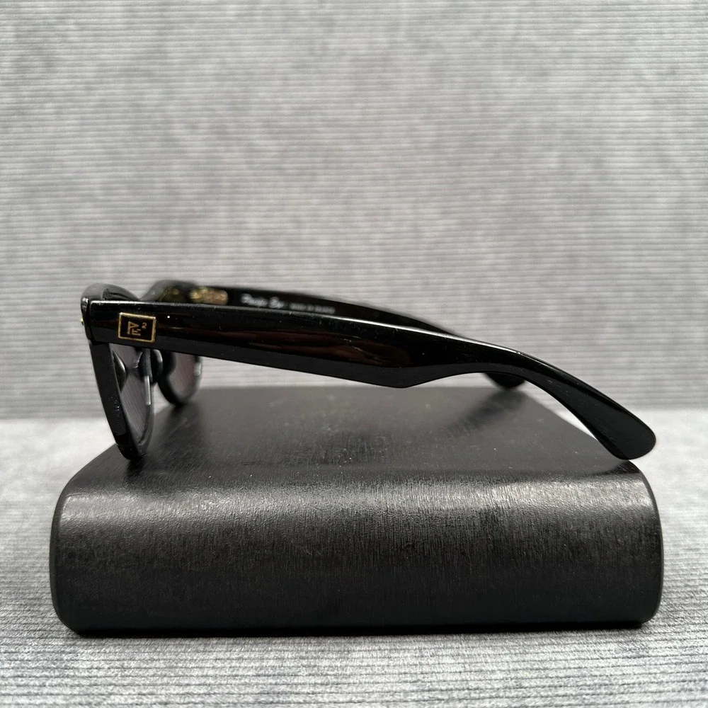 Pacific Eye Sunglasses Made in France Black Wayfarer Gold Detail Vintage Style